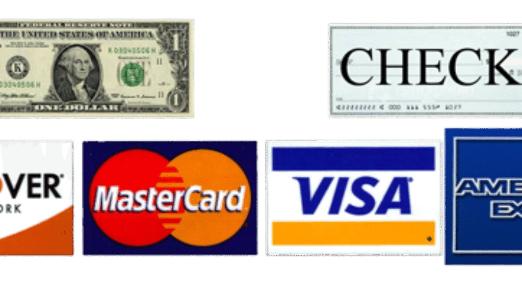 A close up of four different credit cards